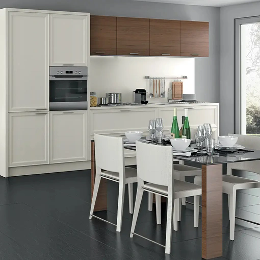 Cucina Moderna lineare Melograno in legno laccato opaco composizione 04 di Le Fablier