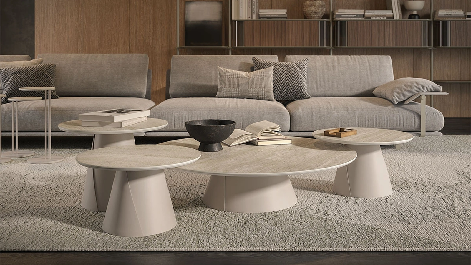 Tavolino con base in metallo e piano in ceramica Marmi Albert Keramik di Cattelan Italia