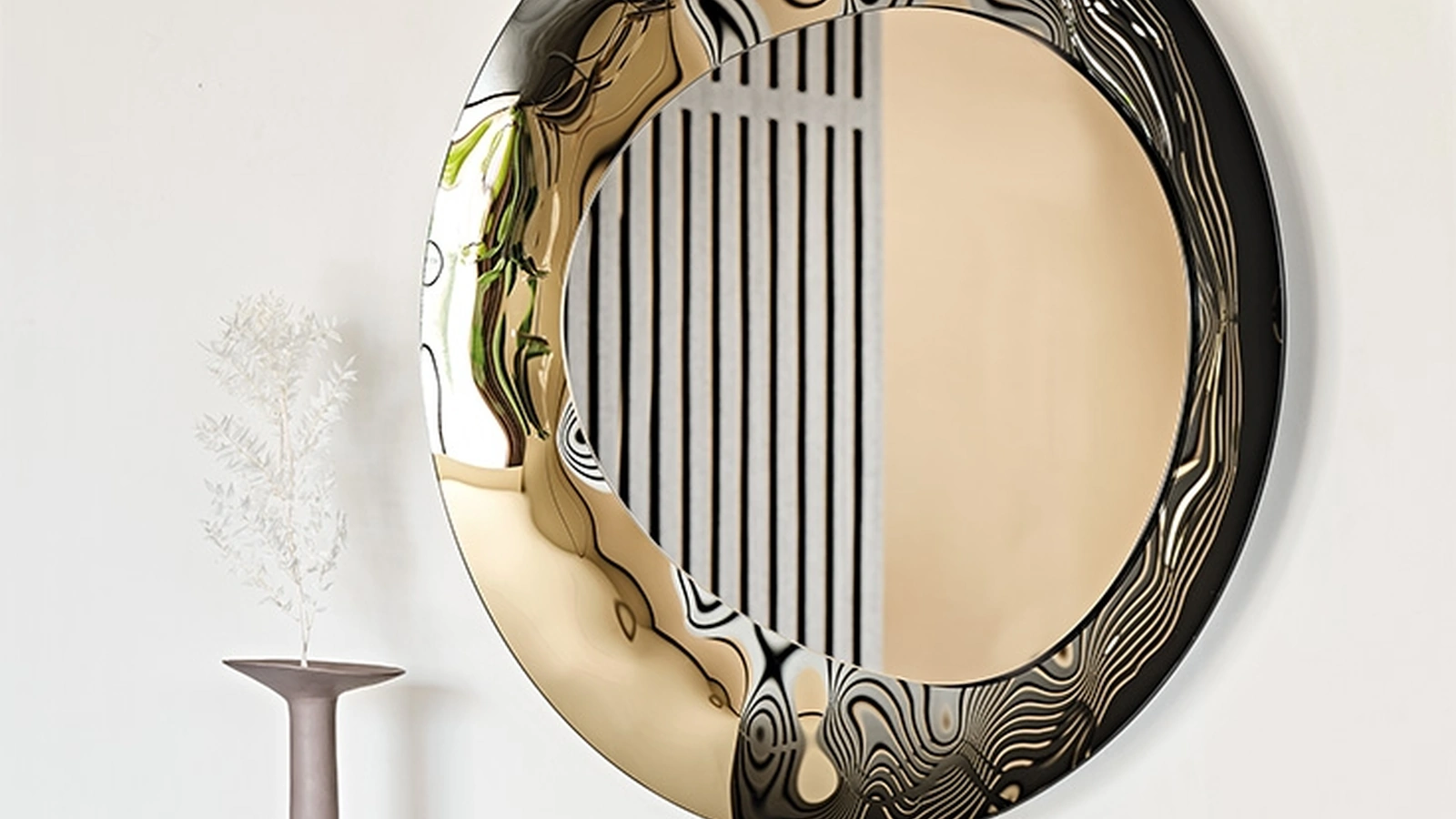 Specchio da parete tutto in cristallo specchiato fumé e bronzo Cosmos di Cattelan Italia