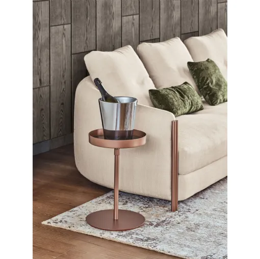 Tavolino Lift con top in cristallo e struttura in acciaio laccato di Bontempi