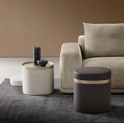 Pouf Tavolino Nobu in tessuto o ecopelle di Alf Da Frè