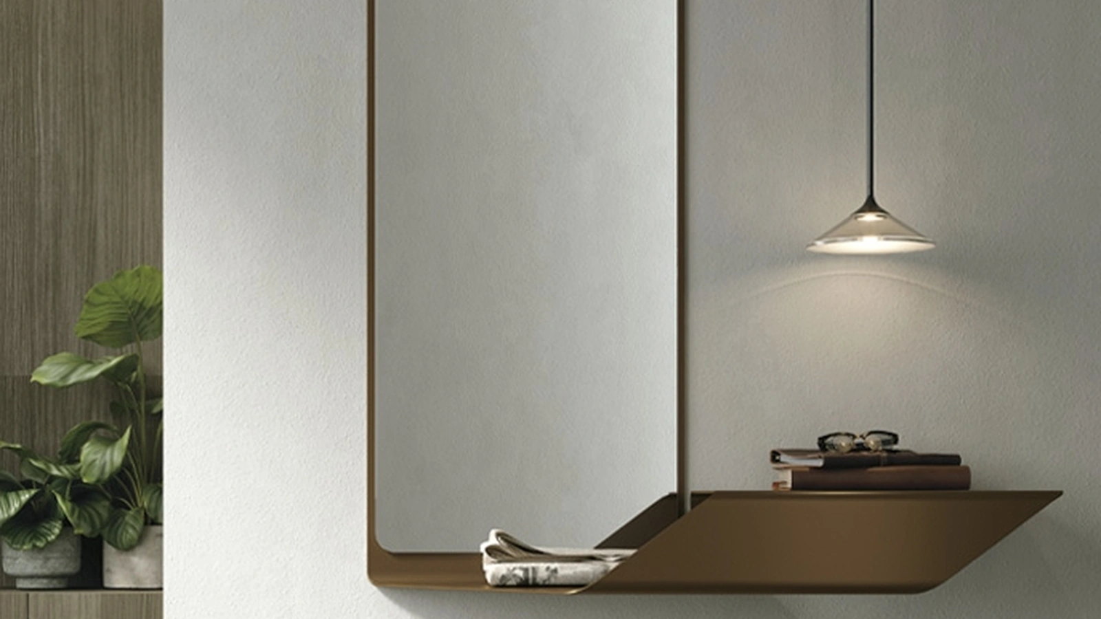 Specchio Prisma con mensola integrata in metallo di Target Point