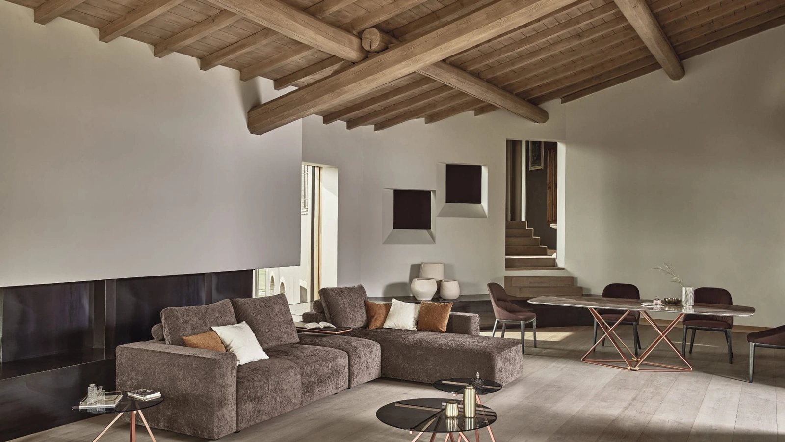 Tavolino Ray in cristallo e acciaio di Bontempi