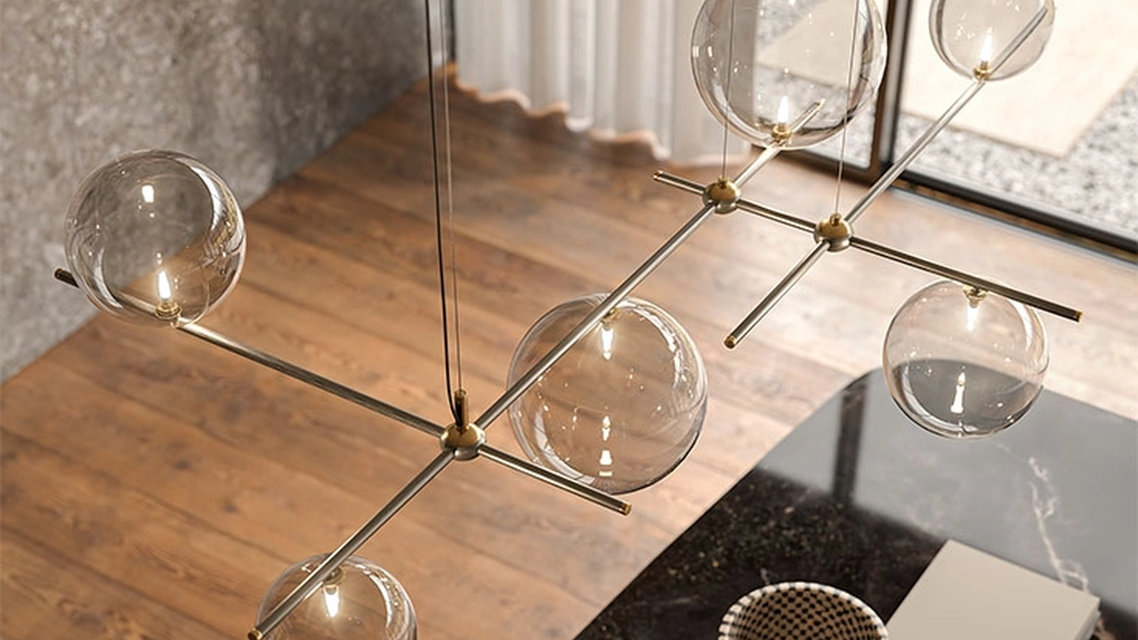 Lampada a sospensione in cristallo e metallo Bloom di Cattelan Italia