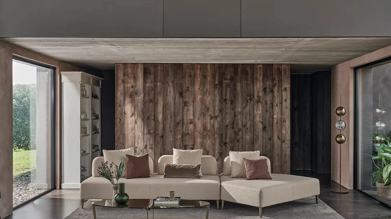 Lampada da terra Sferatus Piantana in acciaio verniciato con 3 sfere in vetro borosilicato parzialmente specchiate di Bontempi