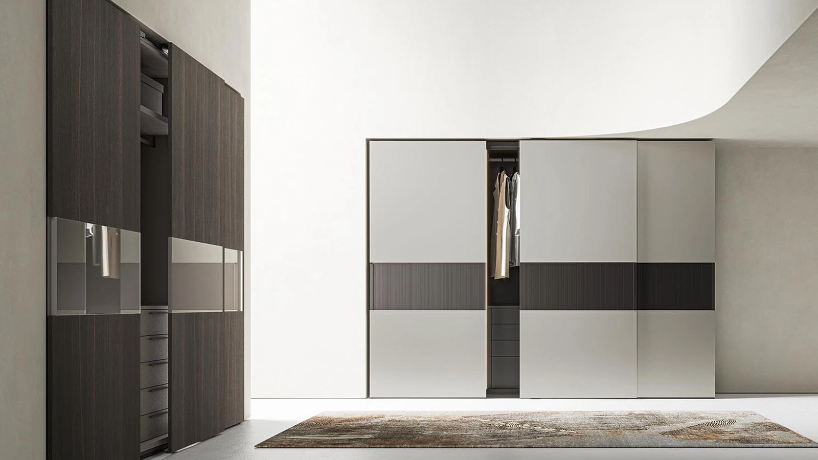 Armadio con ante scorrevoli Clara in laccato opaco o nobilitato di Alf Da Frè