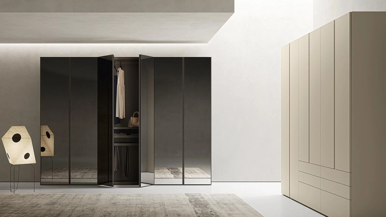 Armadio con ante battenti a specchio Go Up di Alf Da Frè