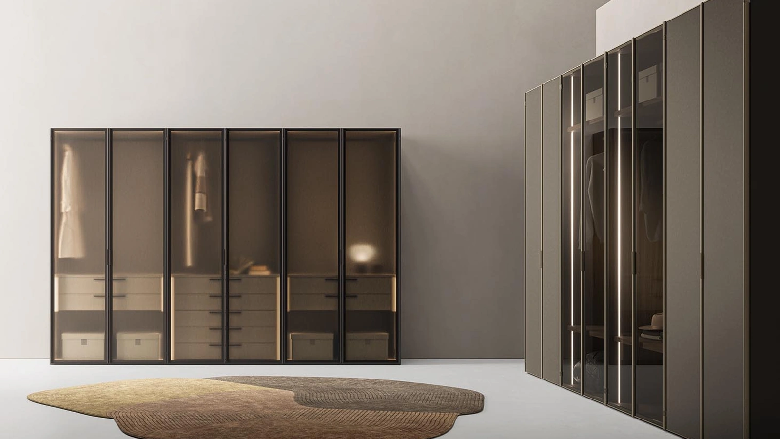 Armadio Pure con ante battenti in vetro di Alf Da Frè