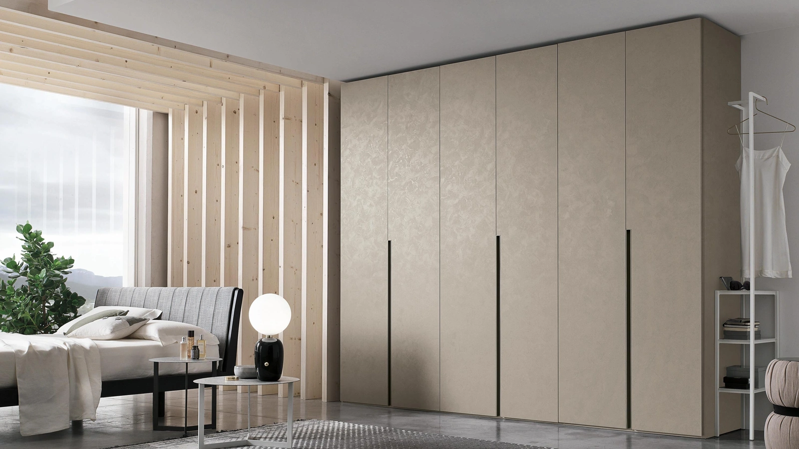 Armadio con anta battente Doris in materico cemento cava di Tomasella