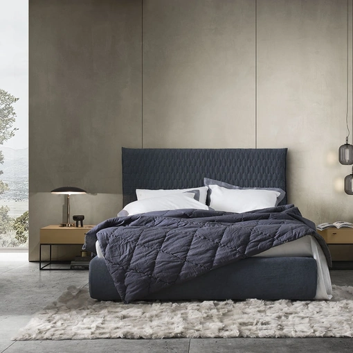 Letto in tessuto imbottito Allen 2 di Alf Da Frè