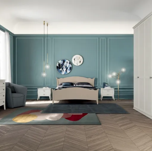 Letto con testiera sagomata Arcadia Rainbow di Colombini Casa