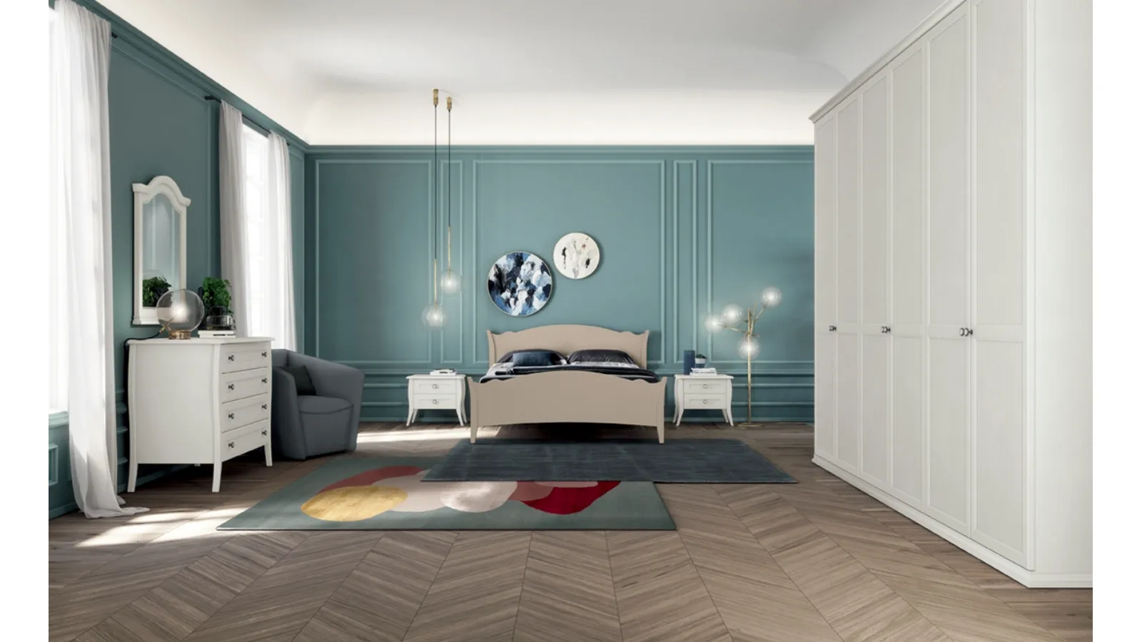 Letto con testiera sagomata Arcadia Rainbow di Colombini Casa