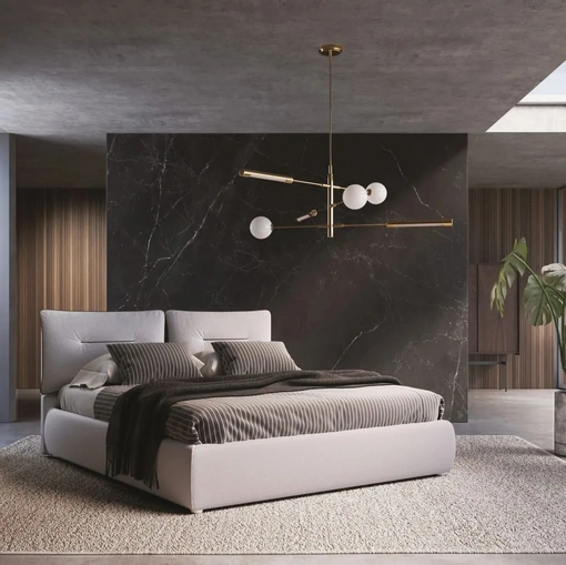 Letto contenitore con testiera imbottita Isabelle di Ergogreen