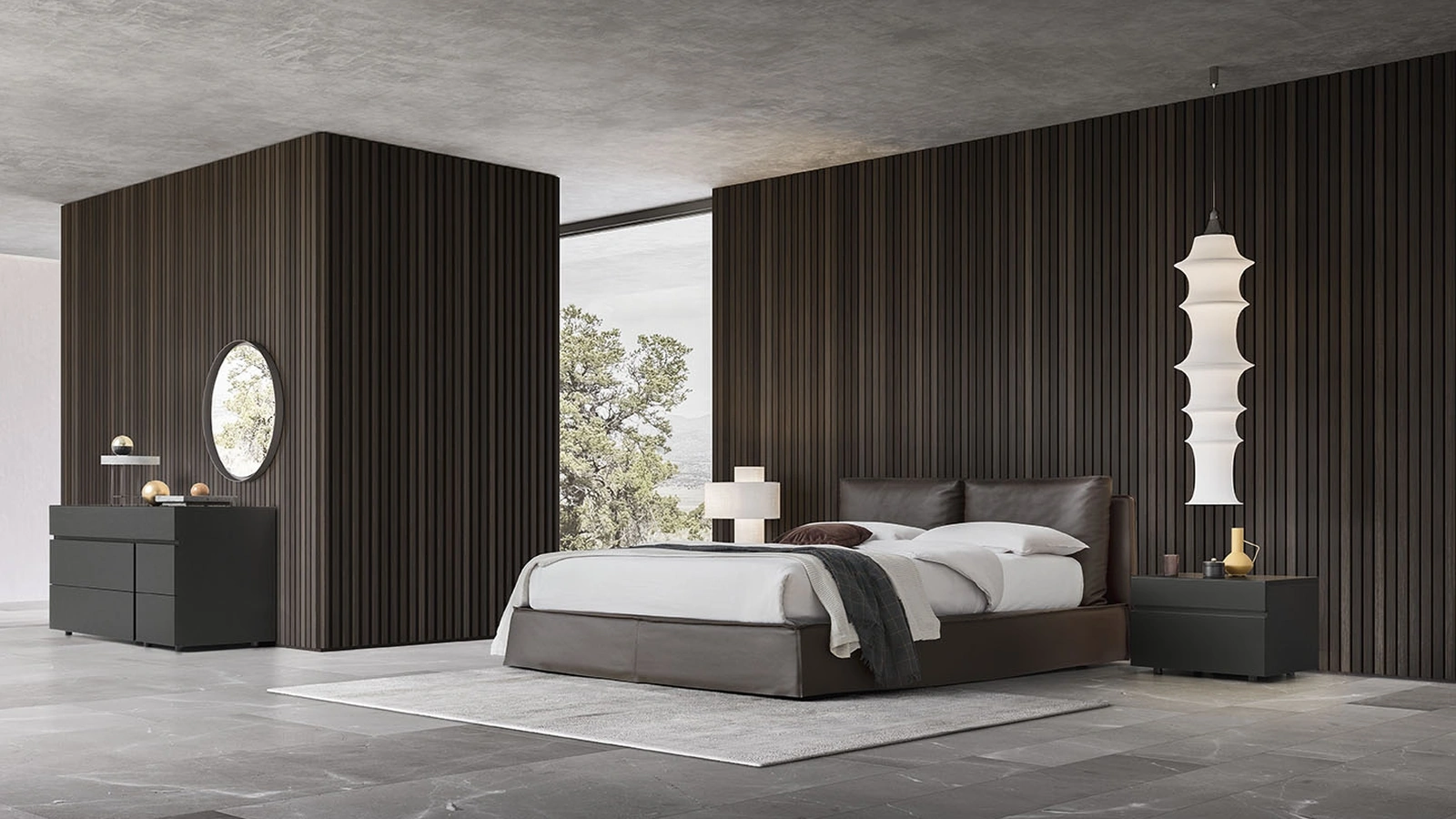 Letto in pelle con box contenitore Milano 2 di Alf Da Frè