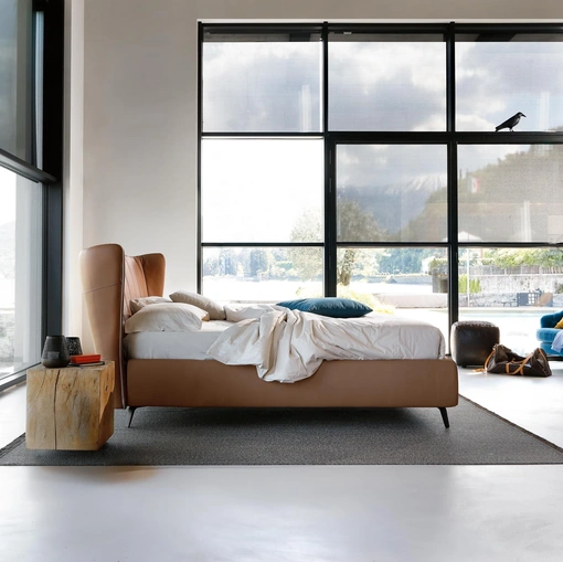 Letto in ecopelle con testiera curva Leonte di Noctis