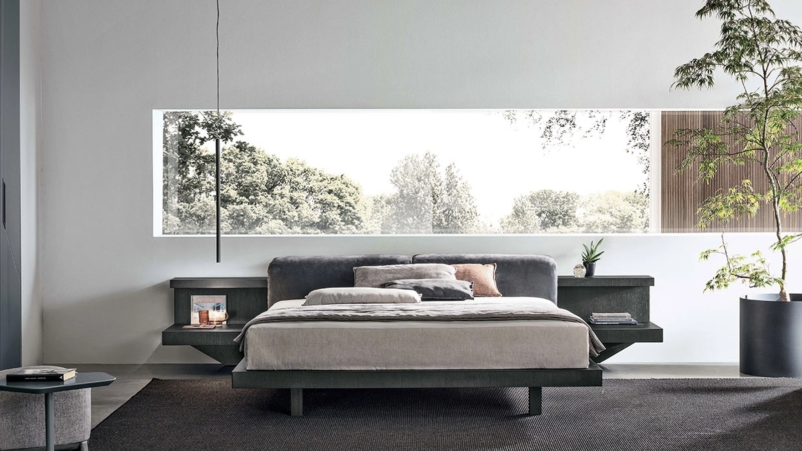 Letto con testiera imbottita Morfeo di Tomasella