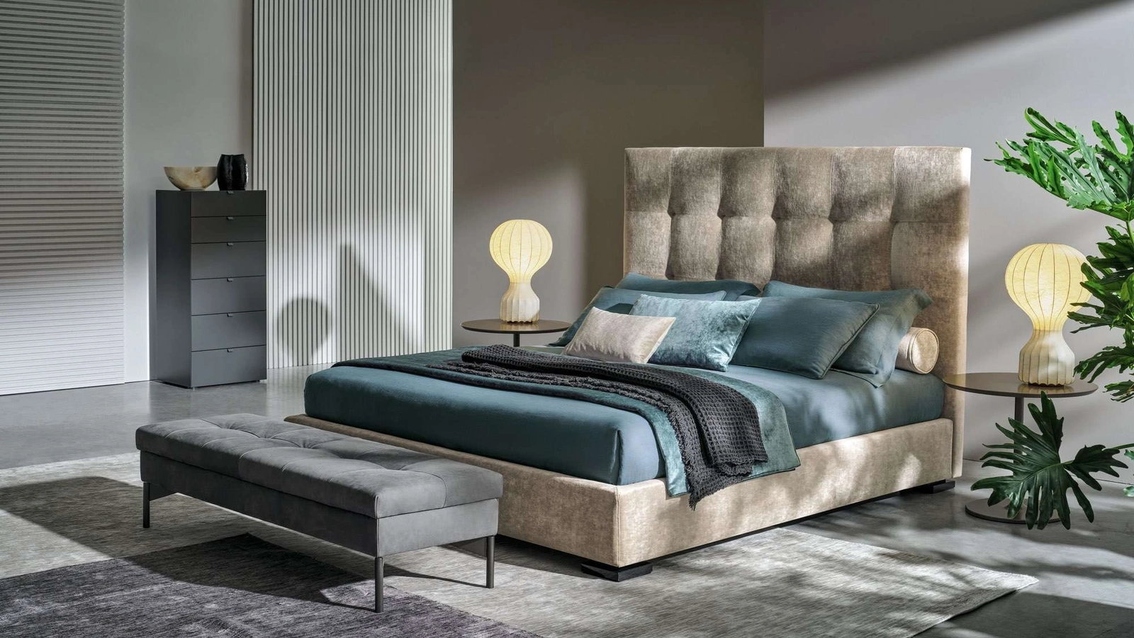 Letto con testiera Max Capitonné Alto di Twils