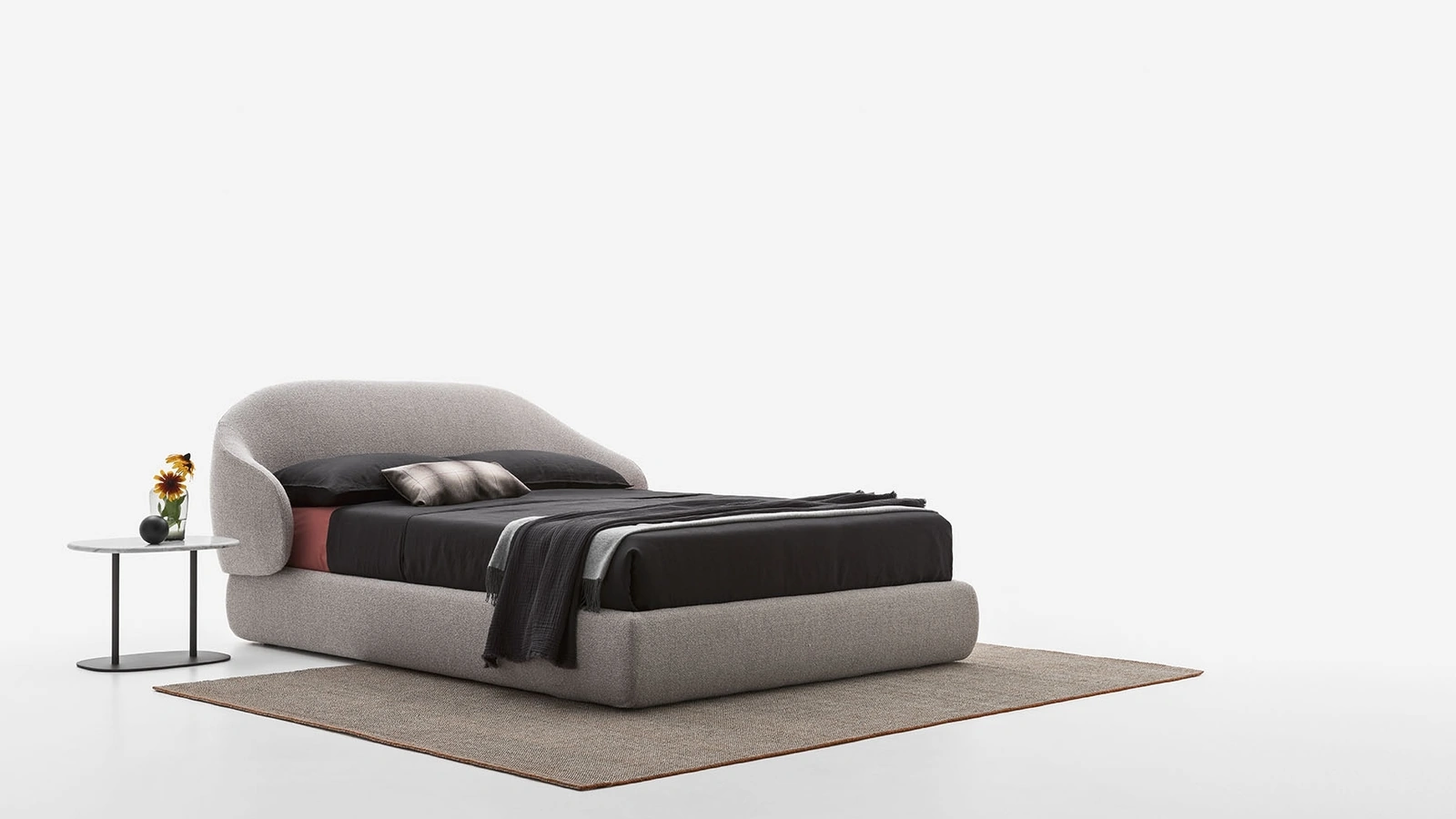 Letto in tessuto con testiera avvolgente Yume di Alf Da Frè