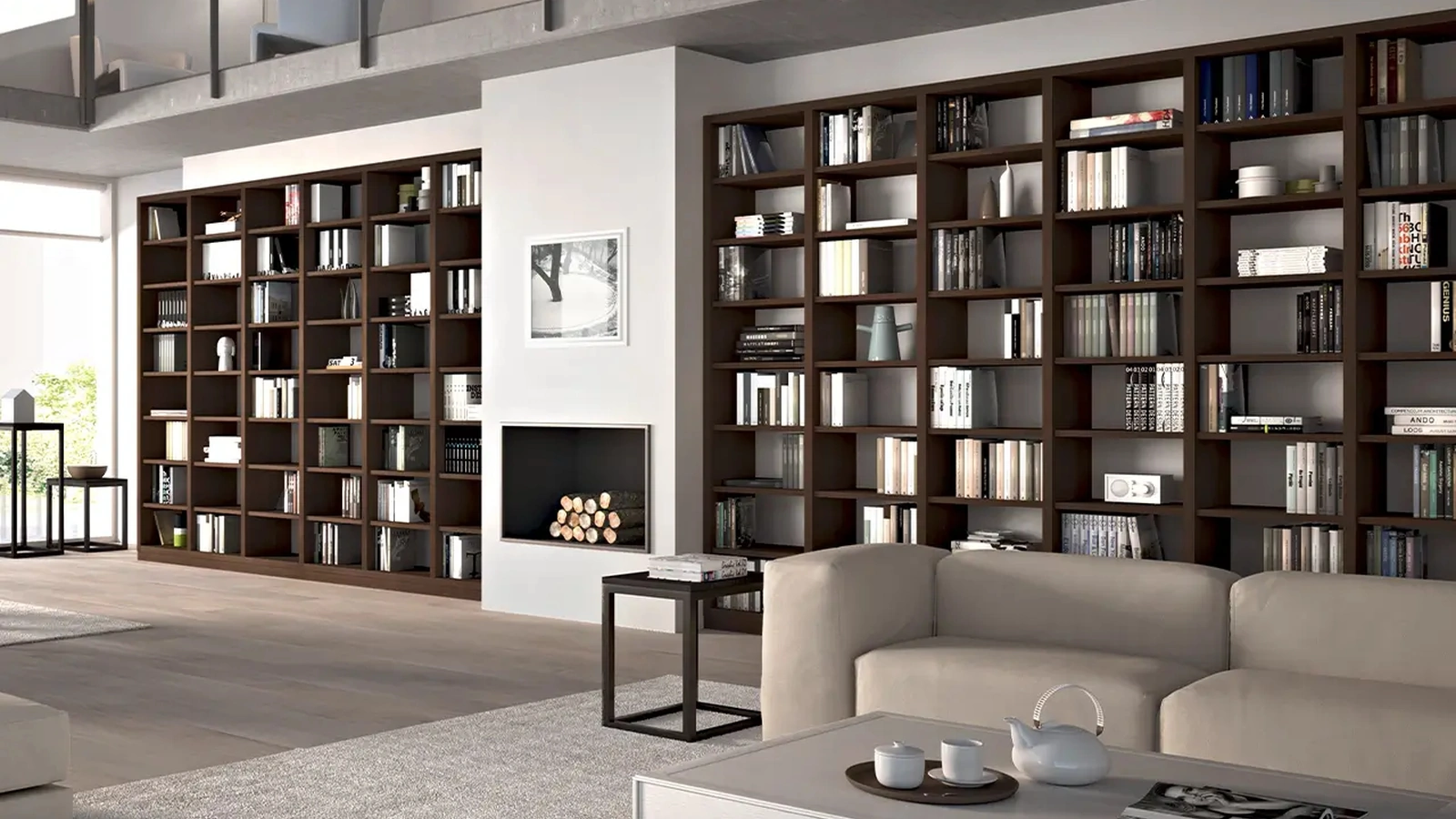 Libreria a muro Melograno in legno composizione 25 di Le Fablier