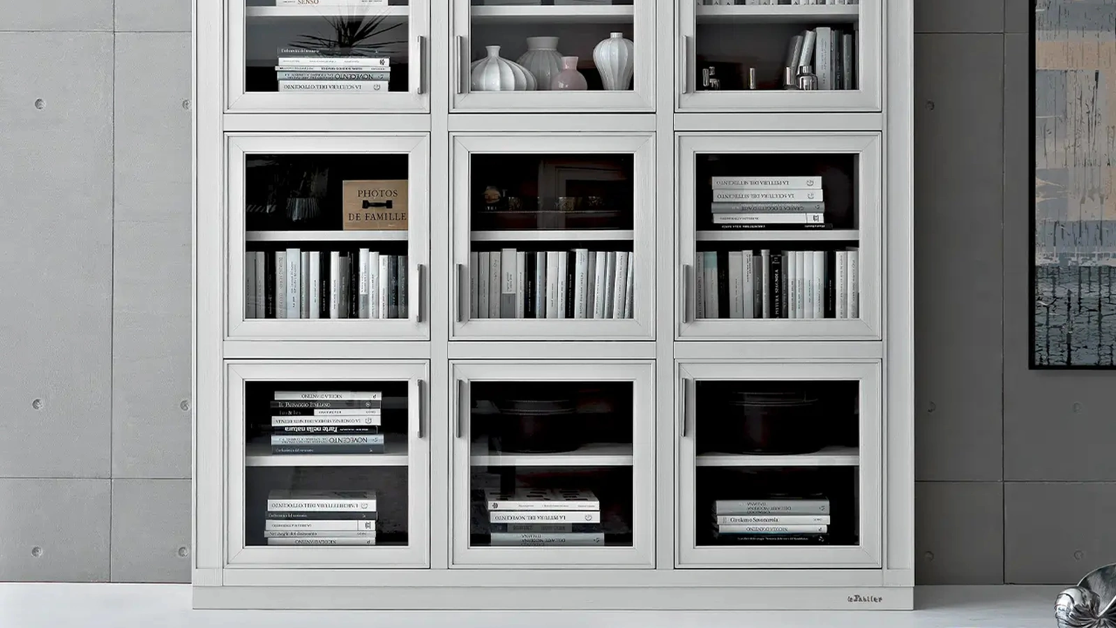 Libreria Melograno in laccato opaco e vetro composizione 10 di Le Fablier