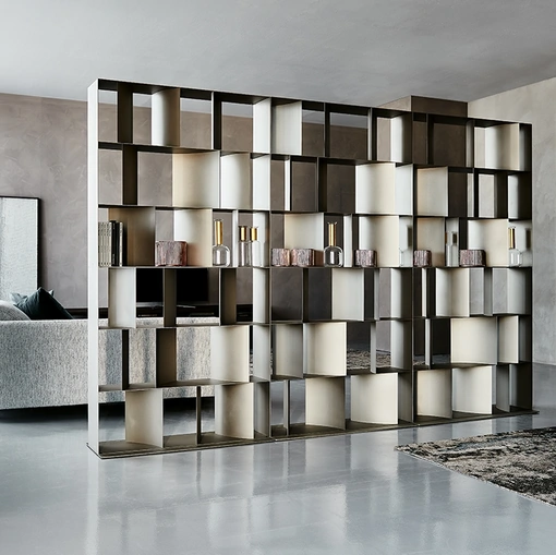 Libreria divisoria in acciaio goffrato Nautilus di Cattelan Italia