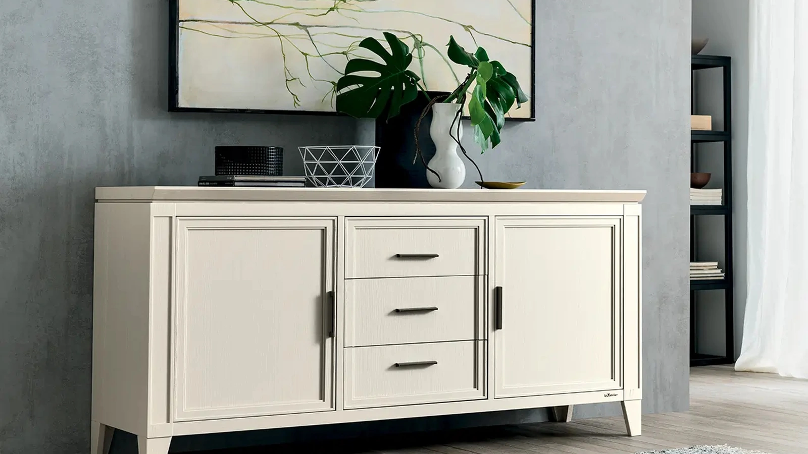 Madia Aralia in legno laccato Bianco di Le Fablier