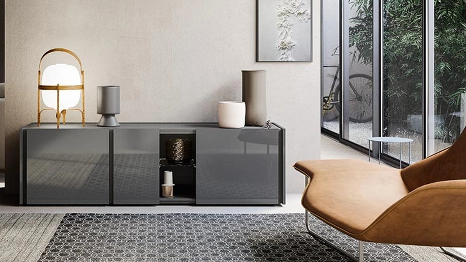 Madia Da-Do Giorno in laccato lucido Piombo di Alf Da Frè