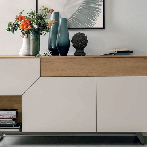 Madia Remix X01 in materico opaco madreperla, materico nodato chiaro e base in metallo antracite di Tomasella