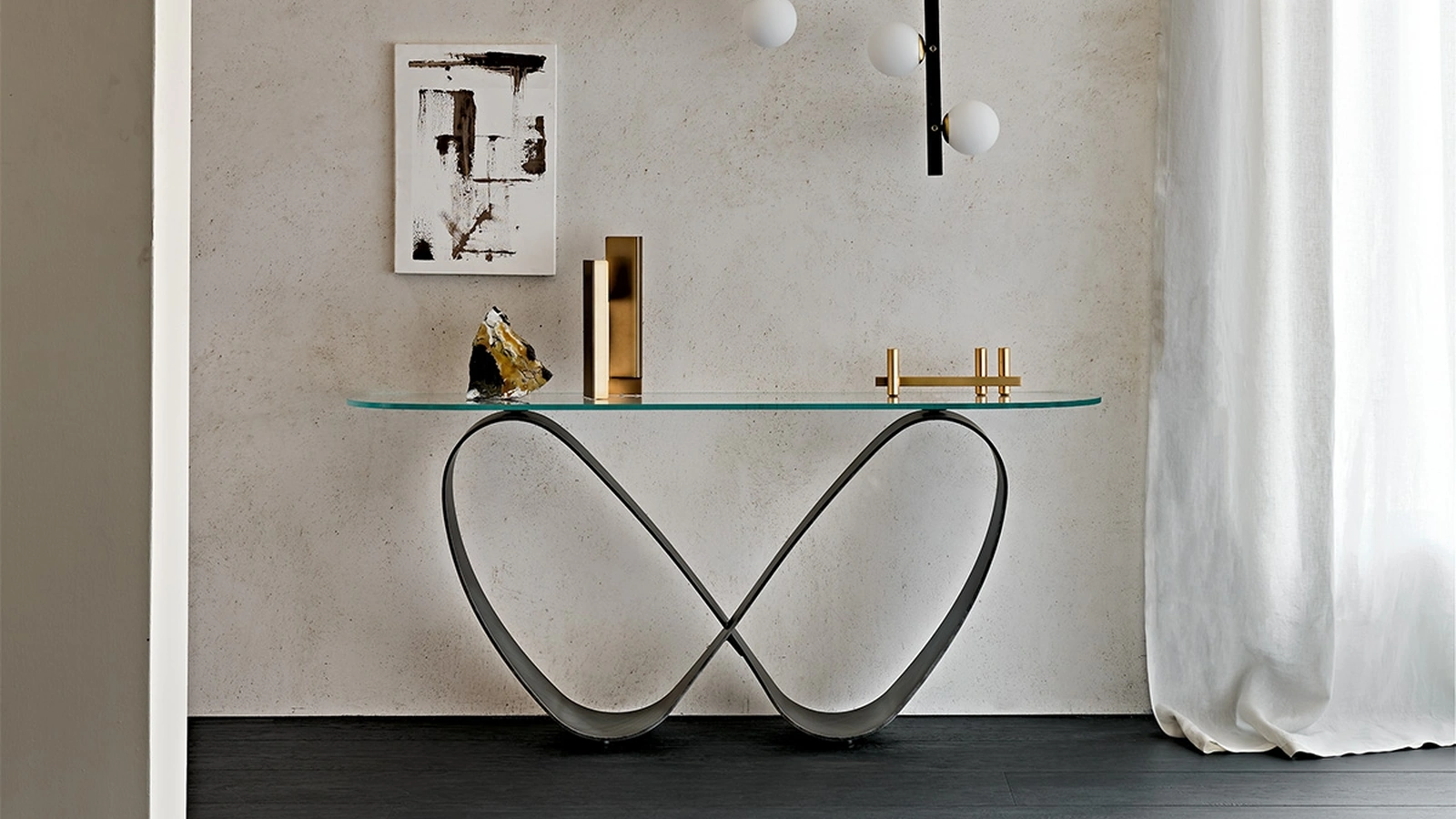 Consolle Butterfly in vetro e acciaio di Cattelan Italia