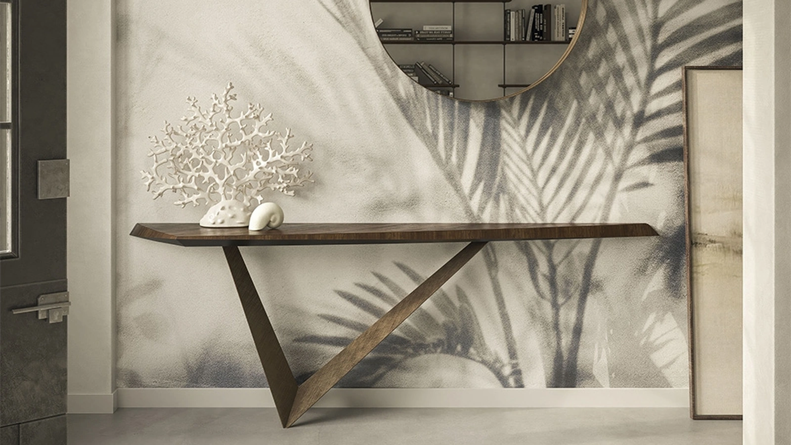 Consolle di design con top in legno e base in acciaio Varenne di Cattelan Italia