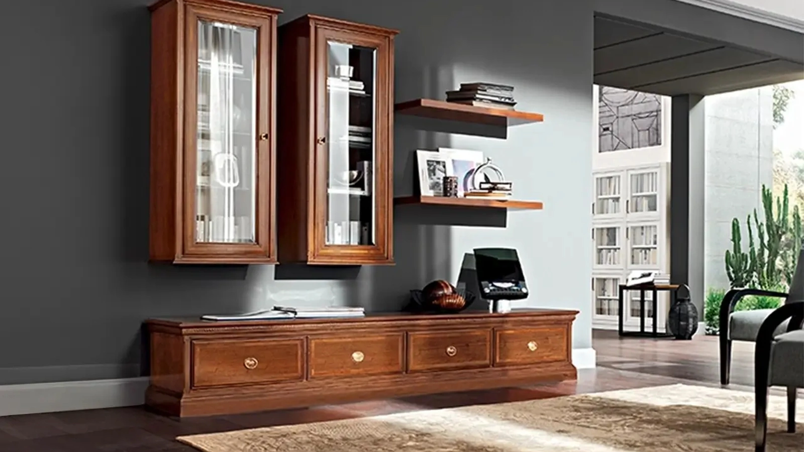 Parete Attrezzata in legno I Ciliegi composizione 01 di Le Fablier