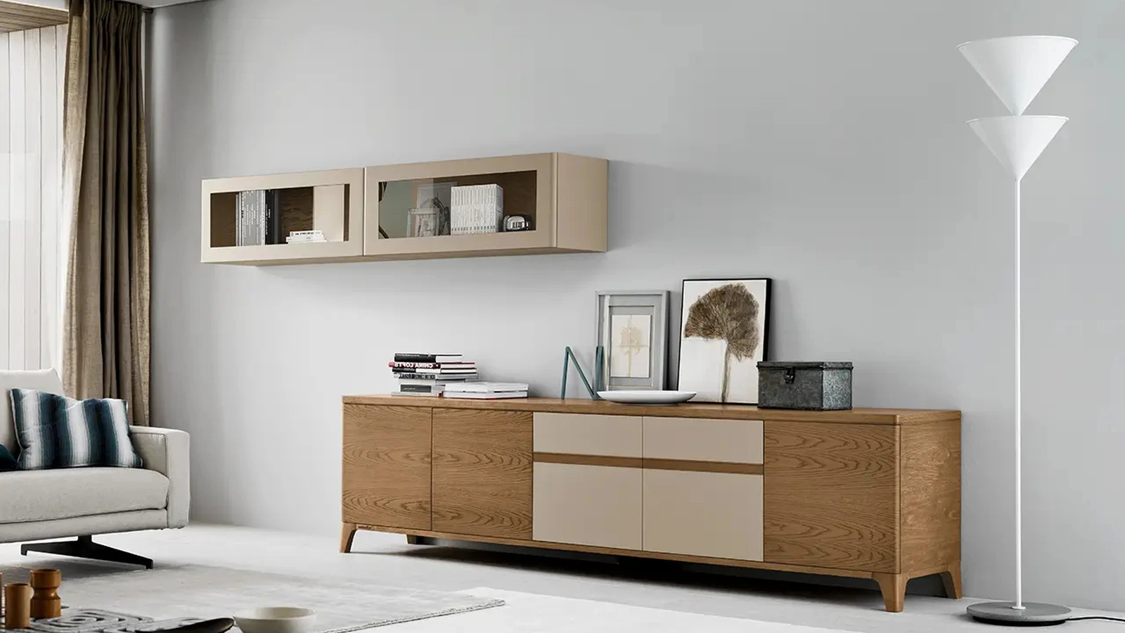 Parete Attrezzata in legno e laccato opaco Fiori di Loto composizione 01 di Le Fablier