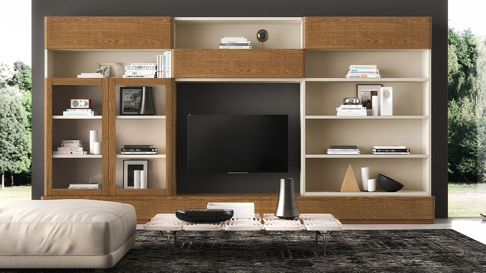 Parete attrezzata in legno Fiori di Loto composizione 13 di Le Fablier