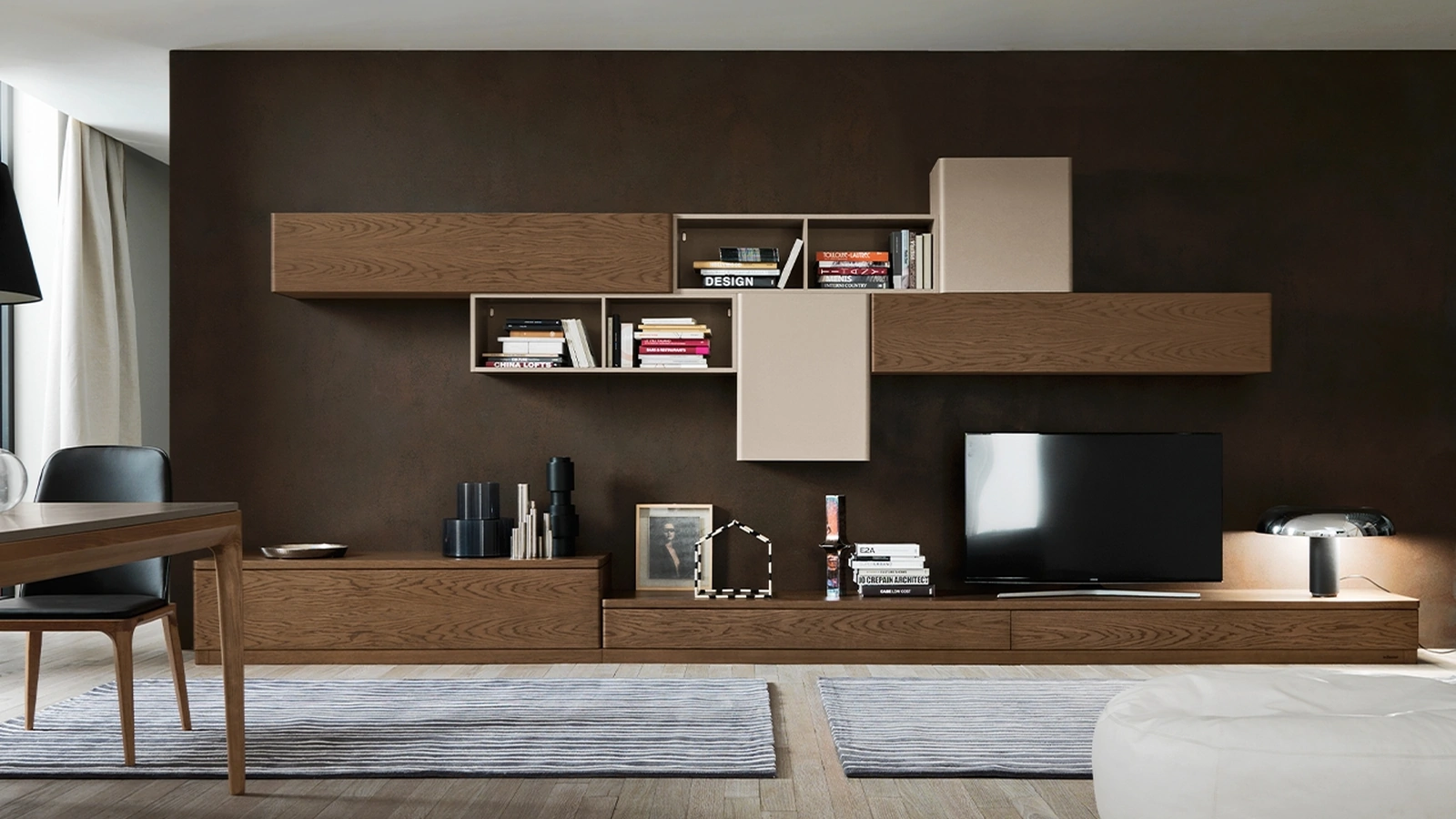 Parete attrezzata in legno Fiori di Loto composizione 4 di Le Fablier