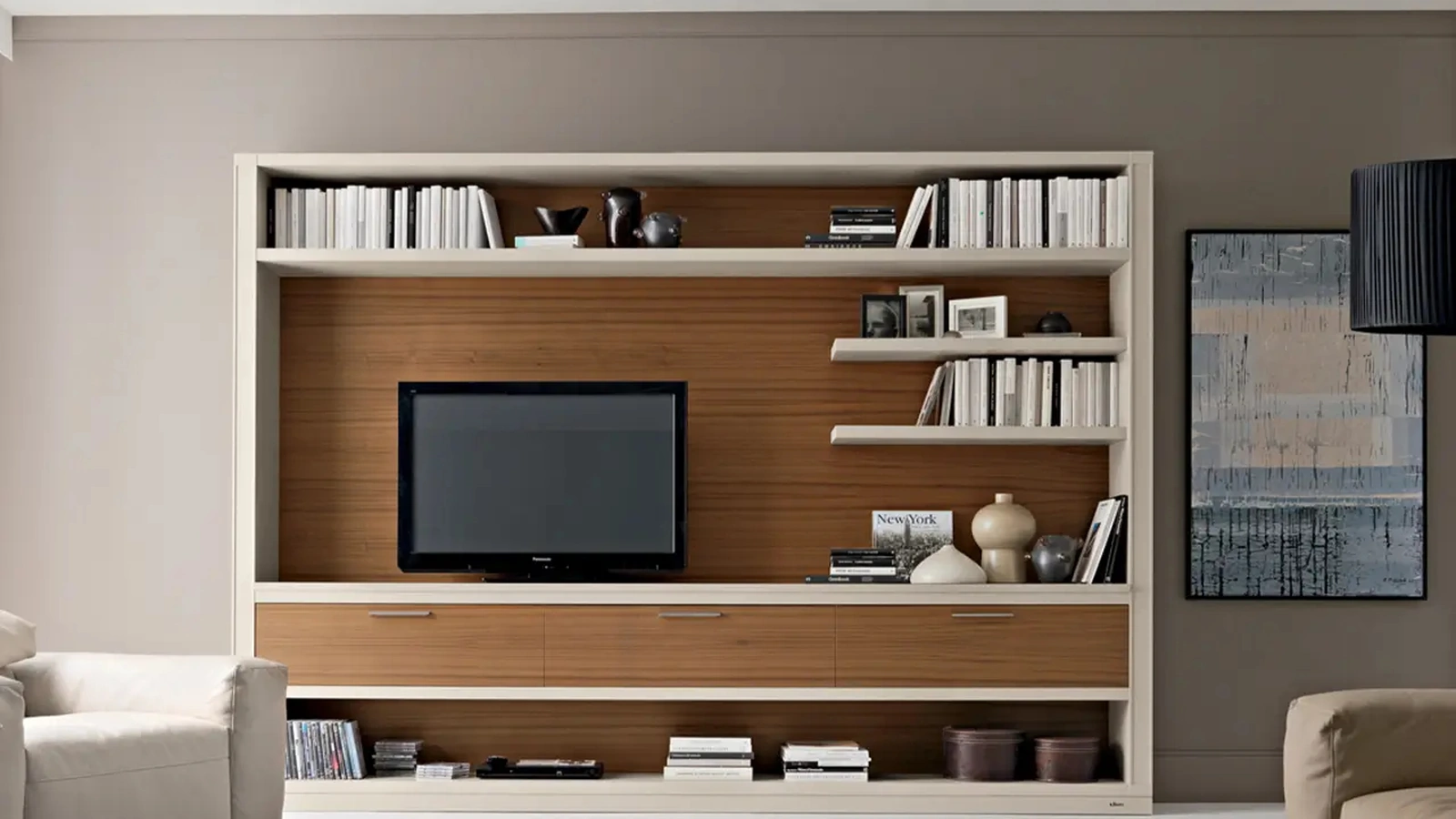 Parete Attrezzata Melograno in legno bicolore composizione 20 di Le Fablier