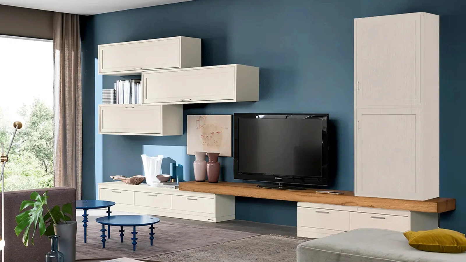 Parete Attrezzata in laccato opaco Melograno composizione 93 di Le Fablier