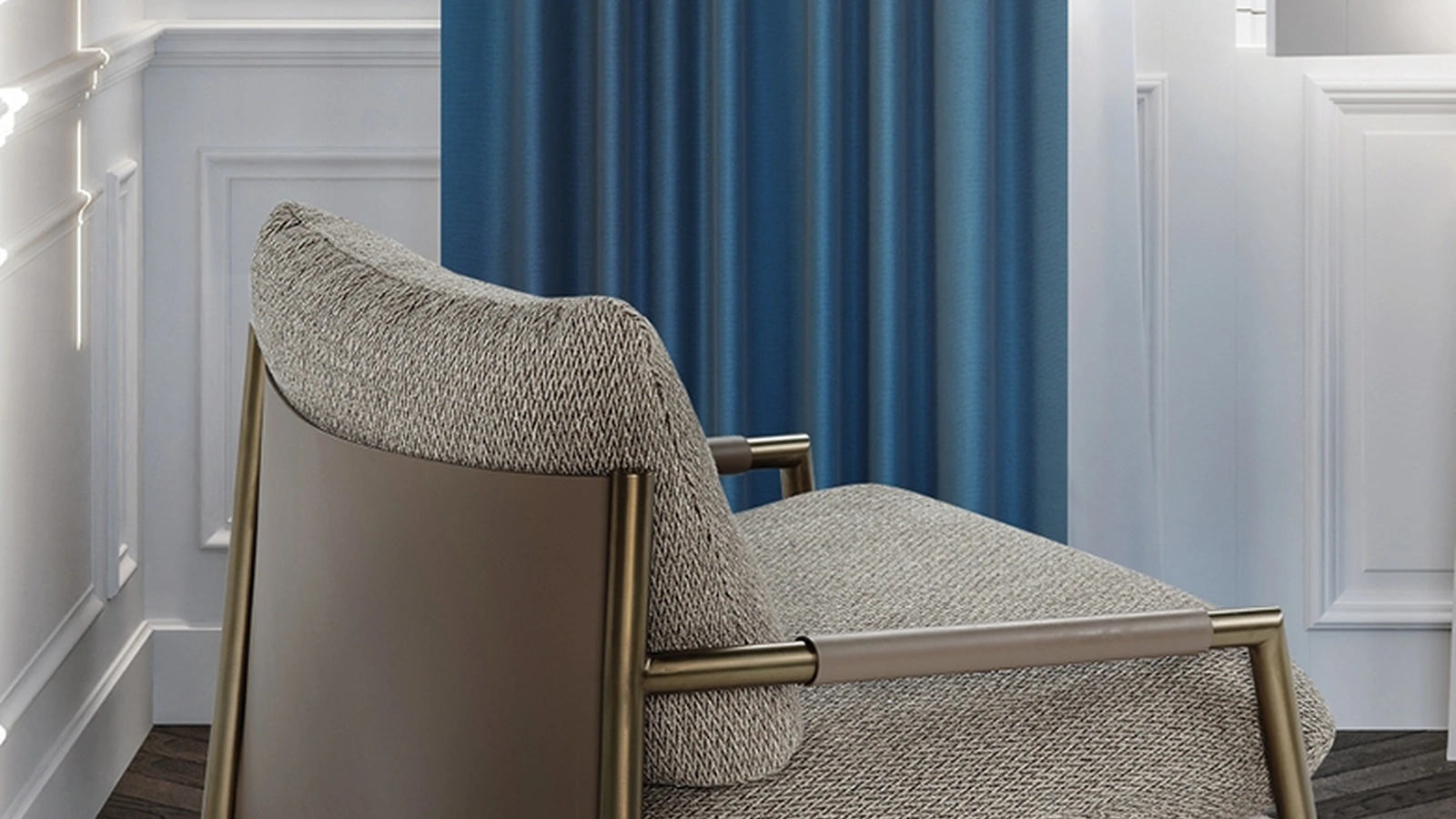 Poltrona in tessuto con struttura in metallo tubolare Norman di Calia