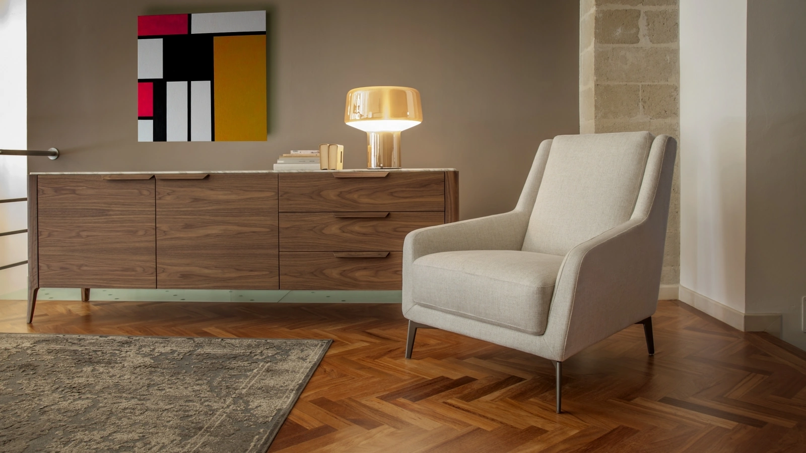 Poltroncina classica da lettura in tessuto Puella di Calia