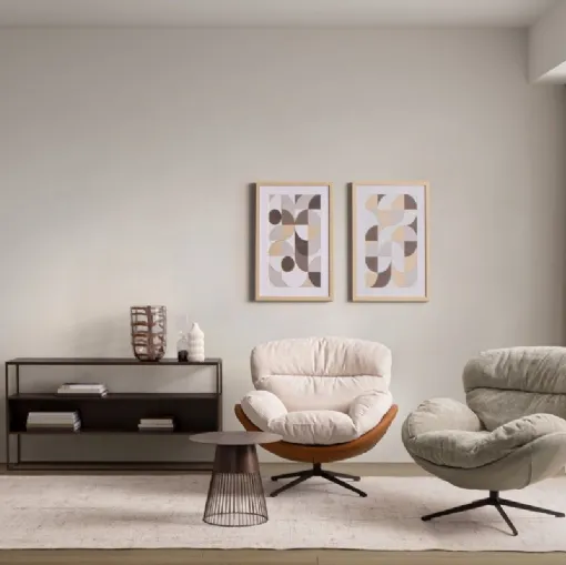 Poltrona in cuoio e tessuto Adinda di Bizzotto