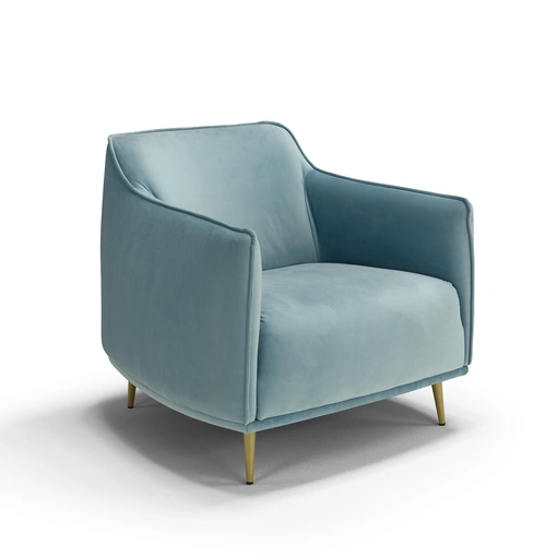 Poltroncina in tessuto imbottito con piedini in acciaio verniciato Barcellona di Vis Comoda