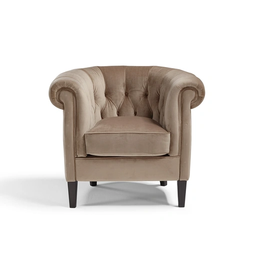 Poltroncina classica in tessuto imbottito e trapuntato Chesterina di Vis Comoda