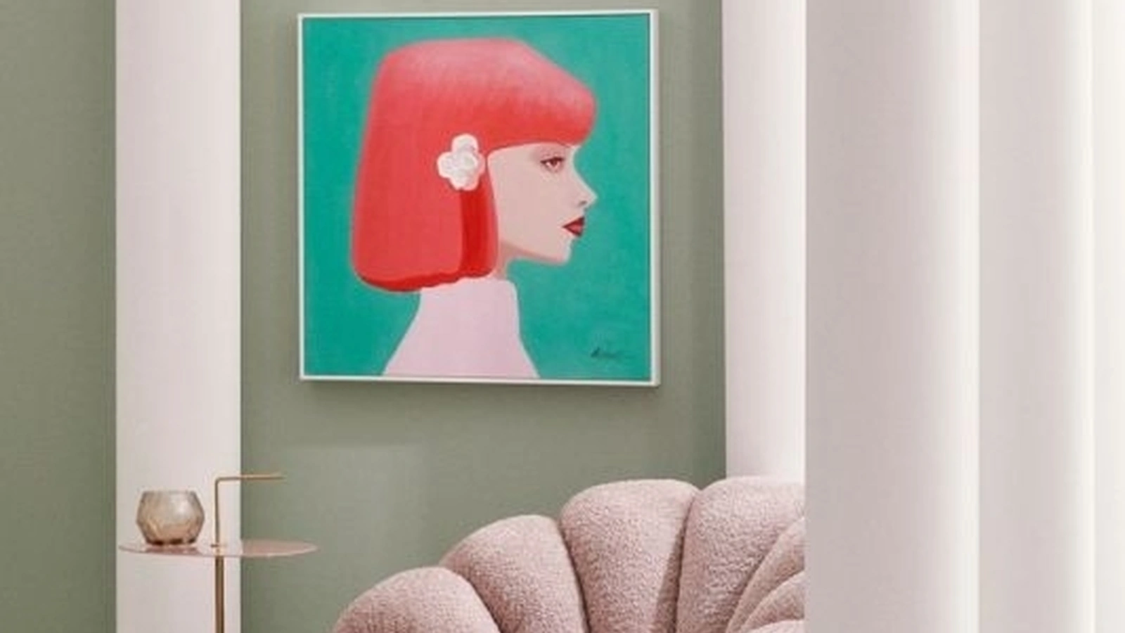 Poltrona girevole in tessuto Rosa antico Florel di Bizzotto