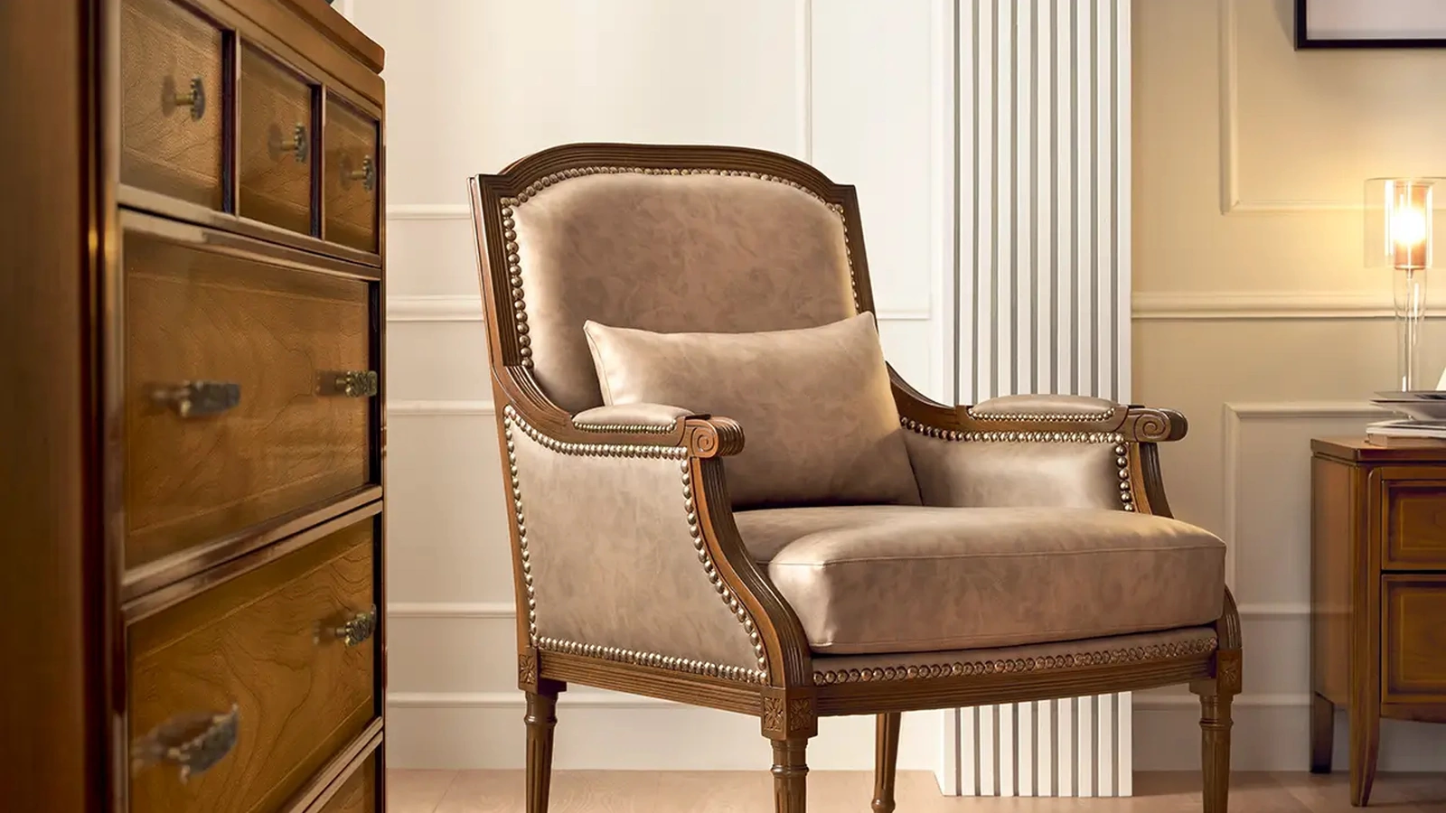 Poltrona classica in pelle Perla di Le Fablier