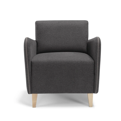 Poltroncina squadrata in tessuto con piedini in legno Valentina di Vis Comoda