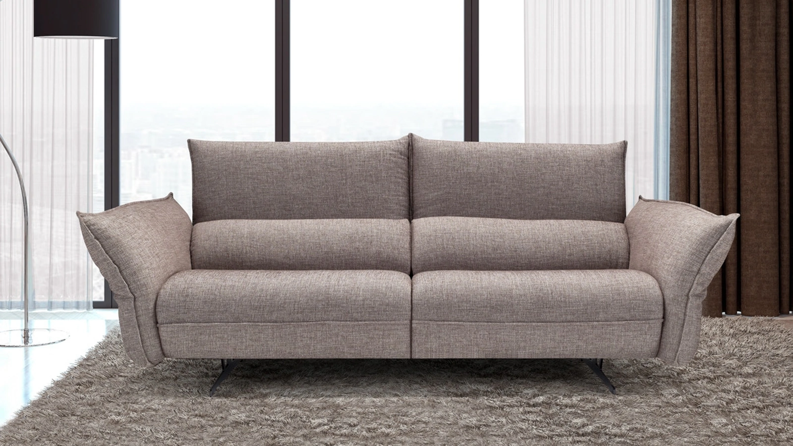 Divano lineare in tessuto con poggiatesta regolabili Blanco di Vis Comoda