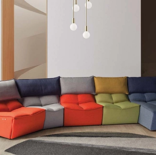 Divano componibile in tessuto con penisola e meccanismo relax Hip Hop di Calia