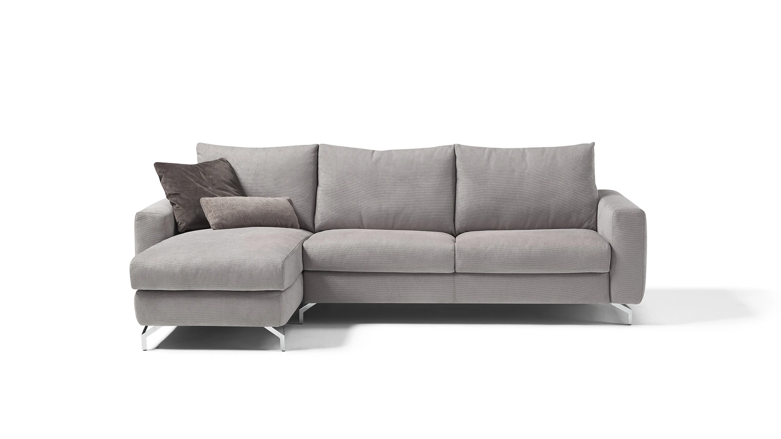 Divano letto in tessuto imbottito con penisola Jim di Vis Comoda