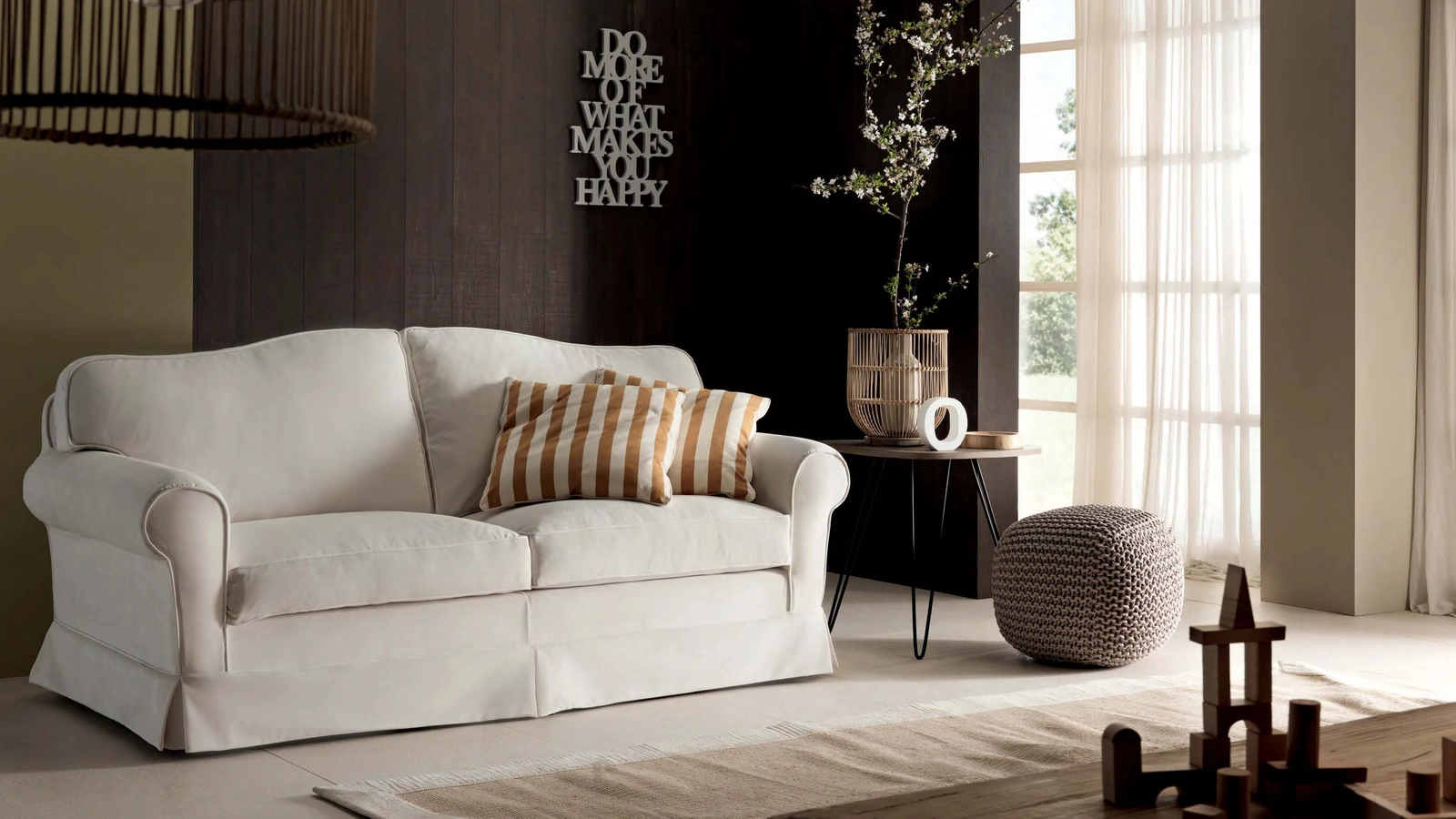 Divano lineare Latte di TreCi Salotti