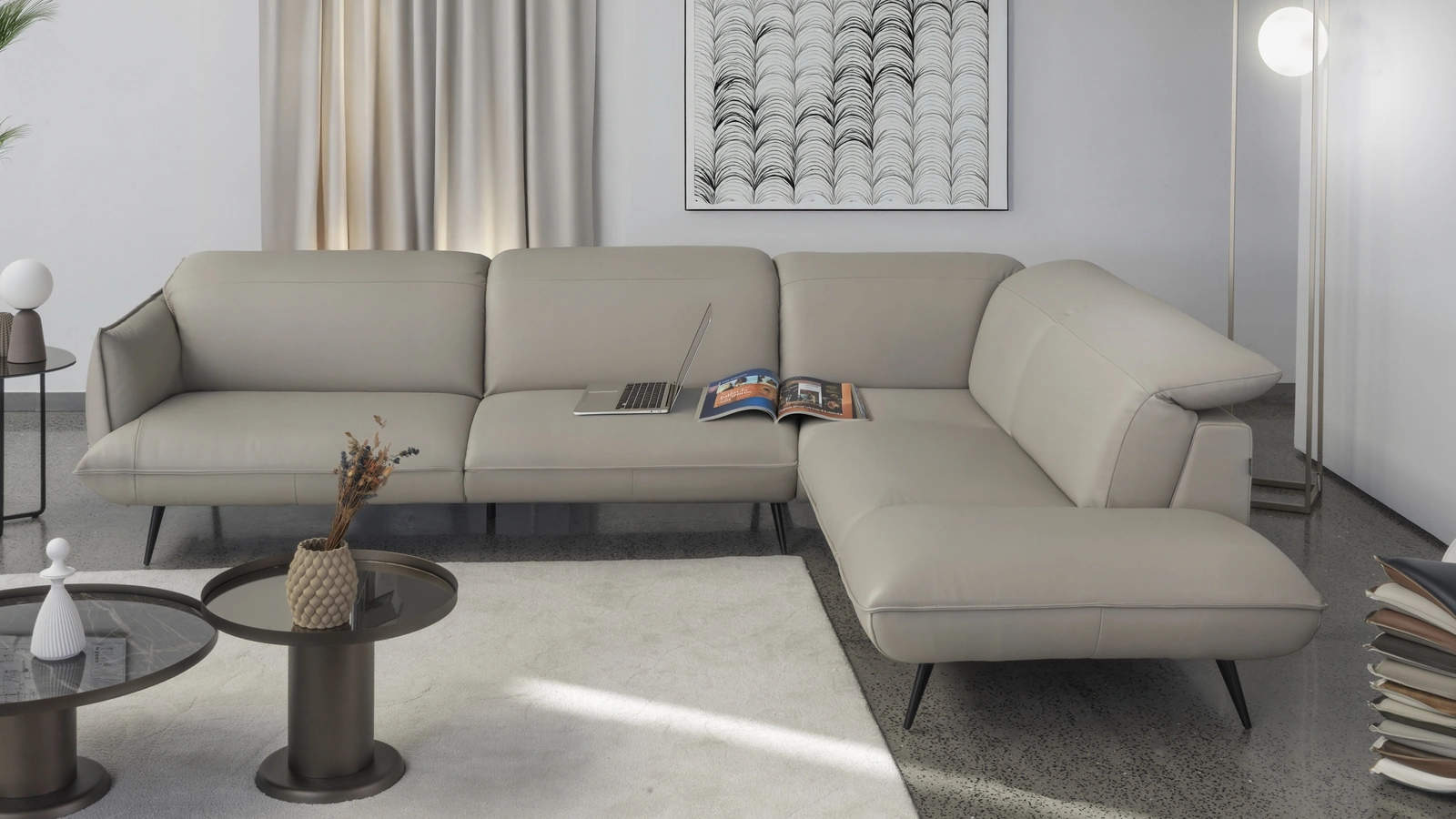 Divano angolare in pelle Mannequin di Calia