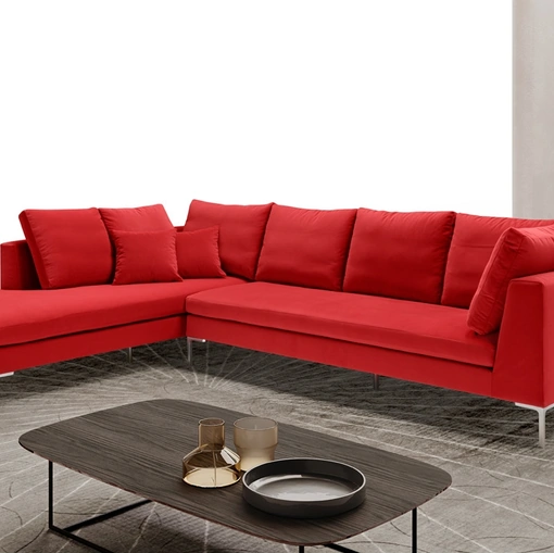 Divano con penisola in tessuto con piedini in metallo Minuetto di Vis Comoda